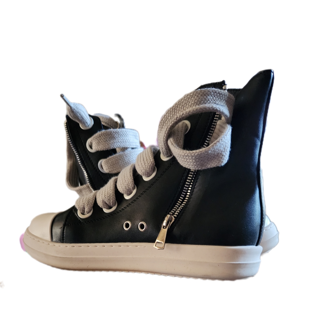 Black High-Top Sneakers with White Laces